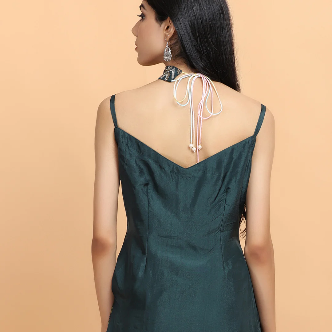 Bottle Green Silk Garara Set - Image 5