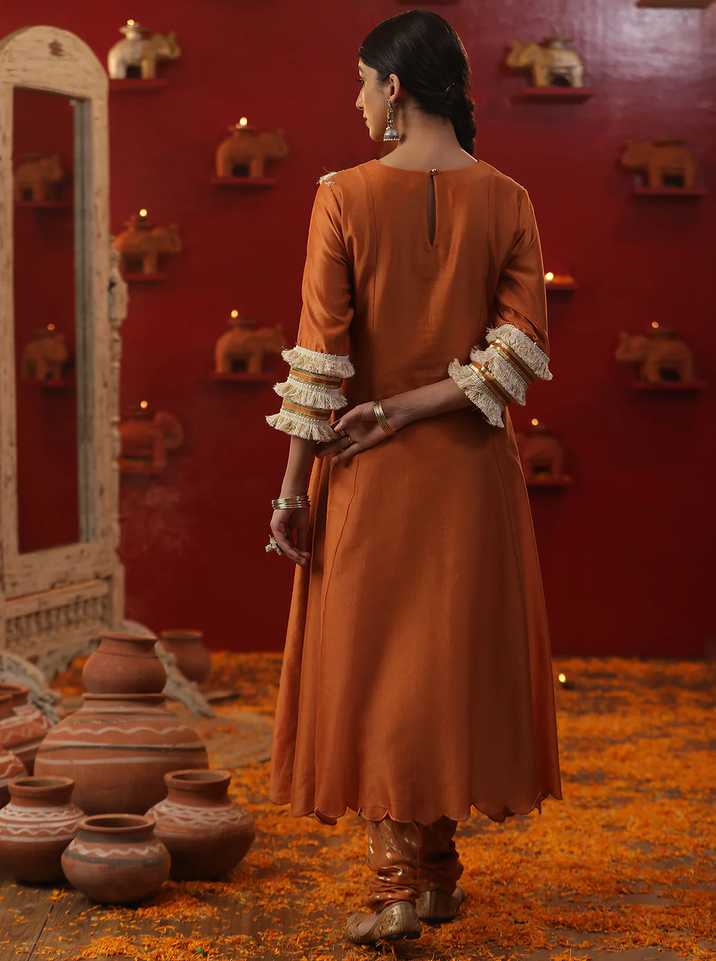 Burnt orange handpainted suit set - Image 3