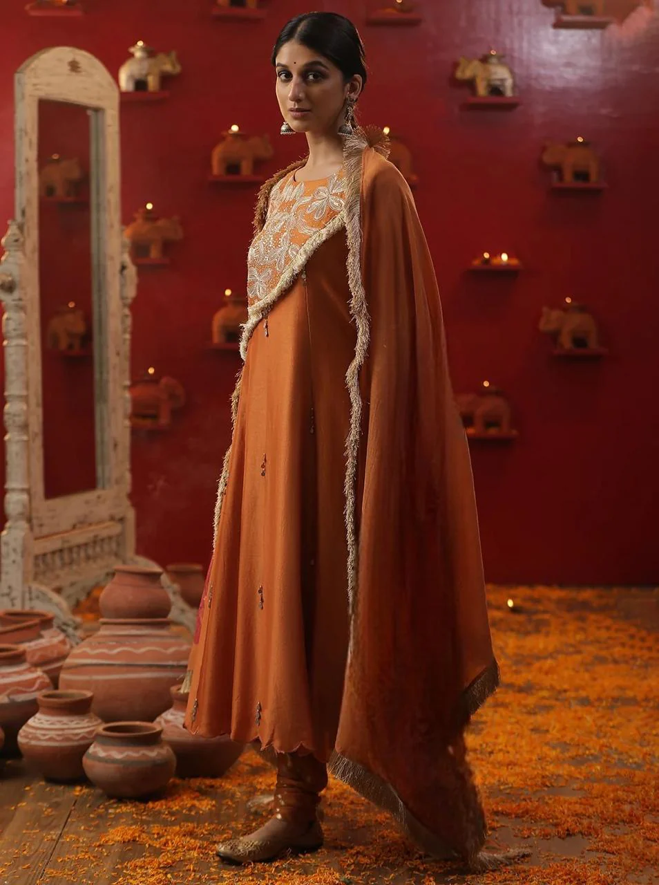 Burnt orange handpainted suit set - Image 4