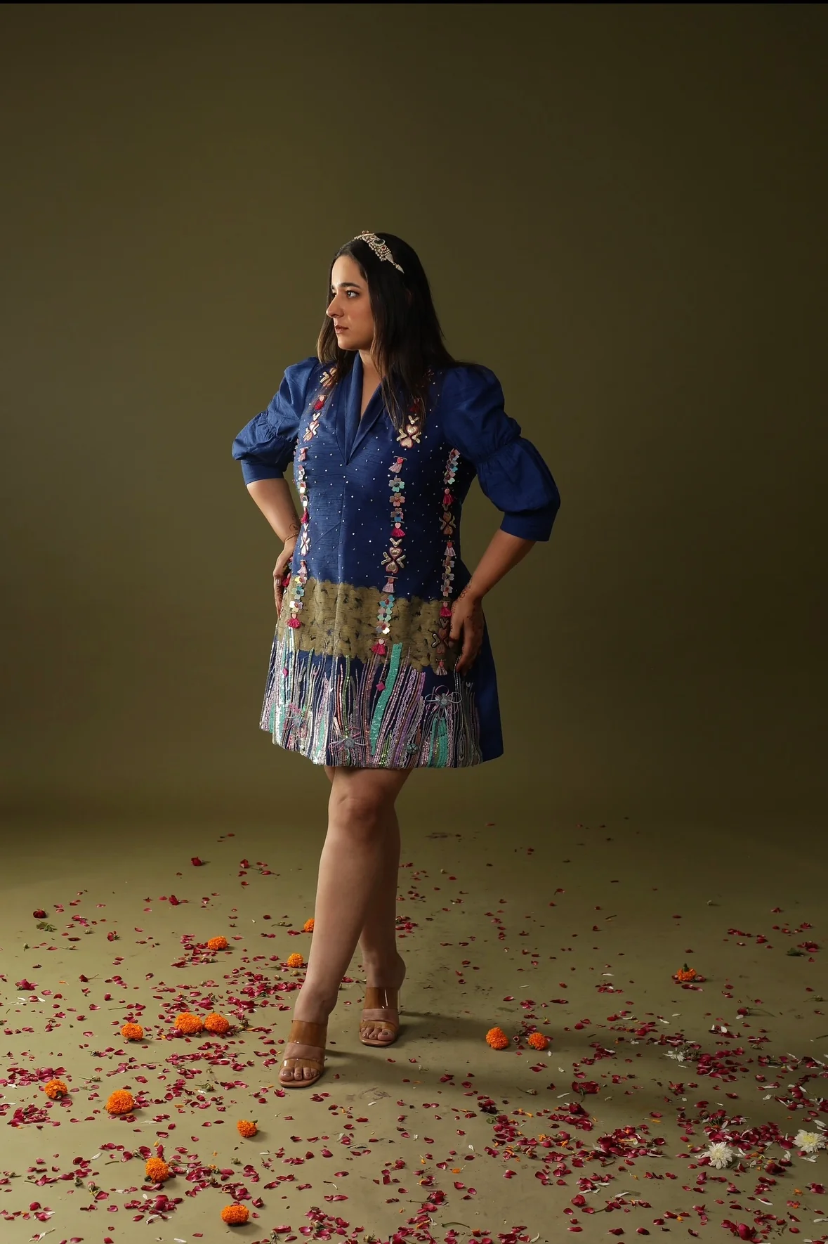 Electric blue handpainted dress - Image 3