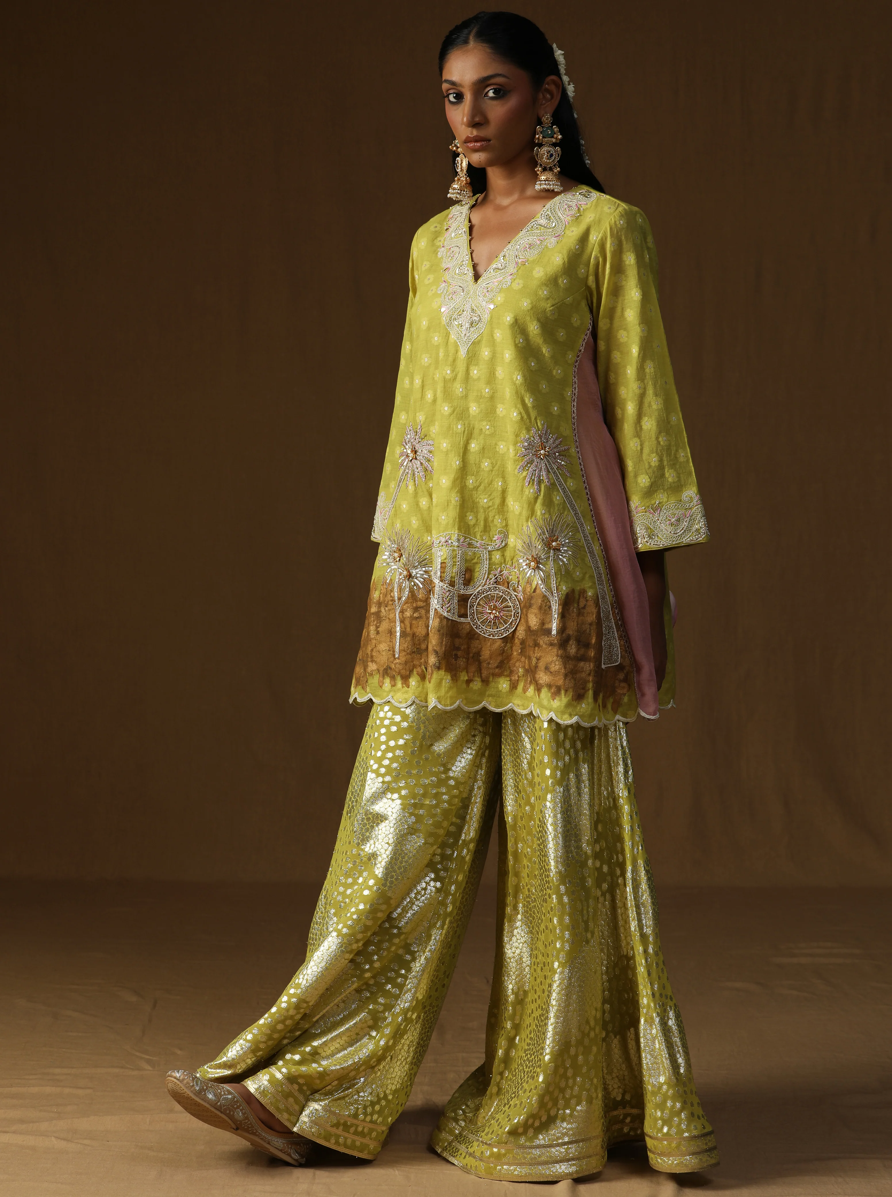 Noor Gul lime Sharara Set - Image 4