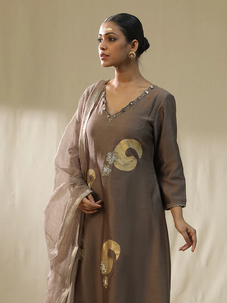 Mocha brushstroke suit set - Image 3