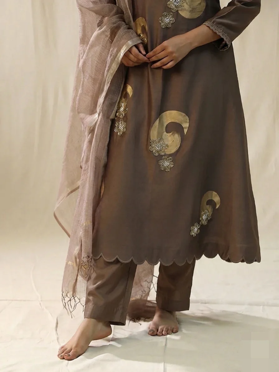 Mocha brushstroke suit set - Image 4
