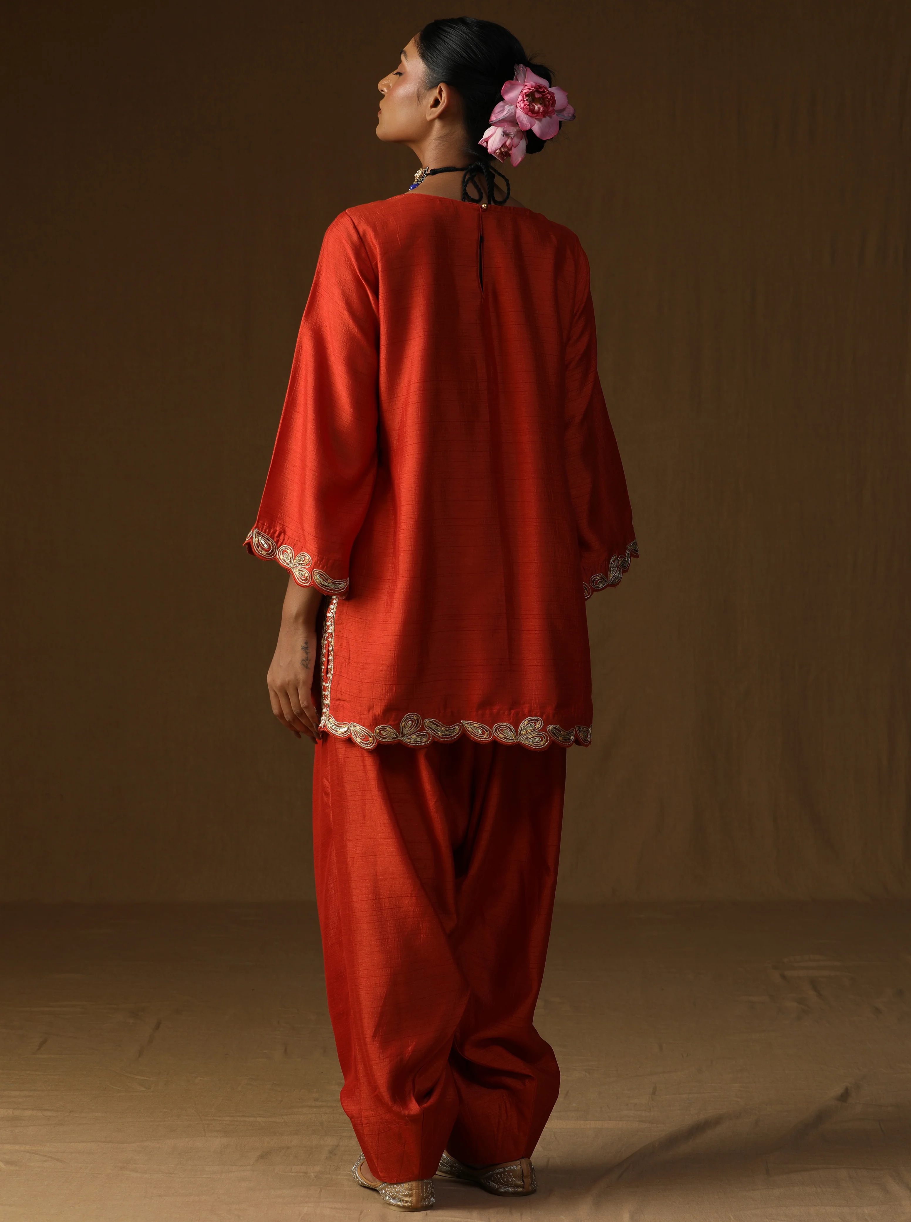 Vrindā — Kesariya Embroidered Suit Set - Image 4