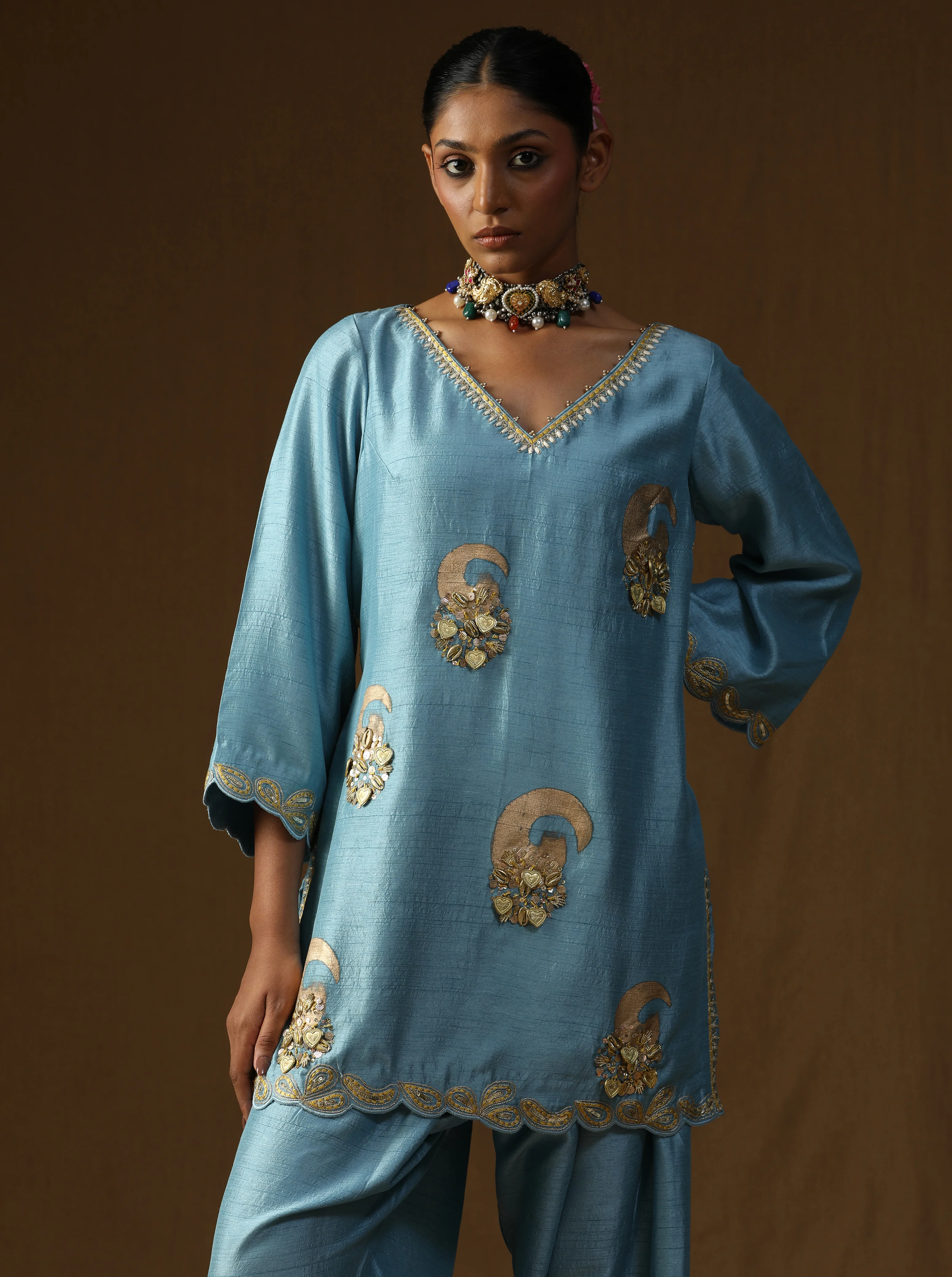 Vrindā — Neel Madhur Embroidered Suit Set - Image 3