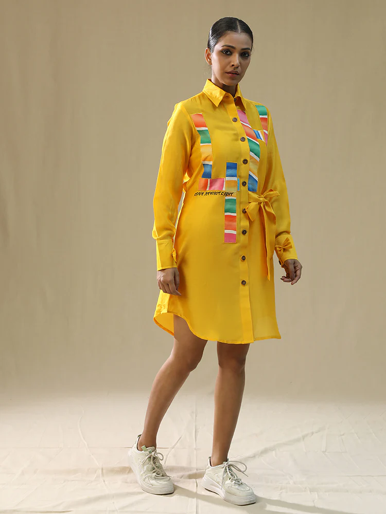Yellow chaar baar handpainted shirt - Image 6