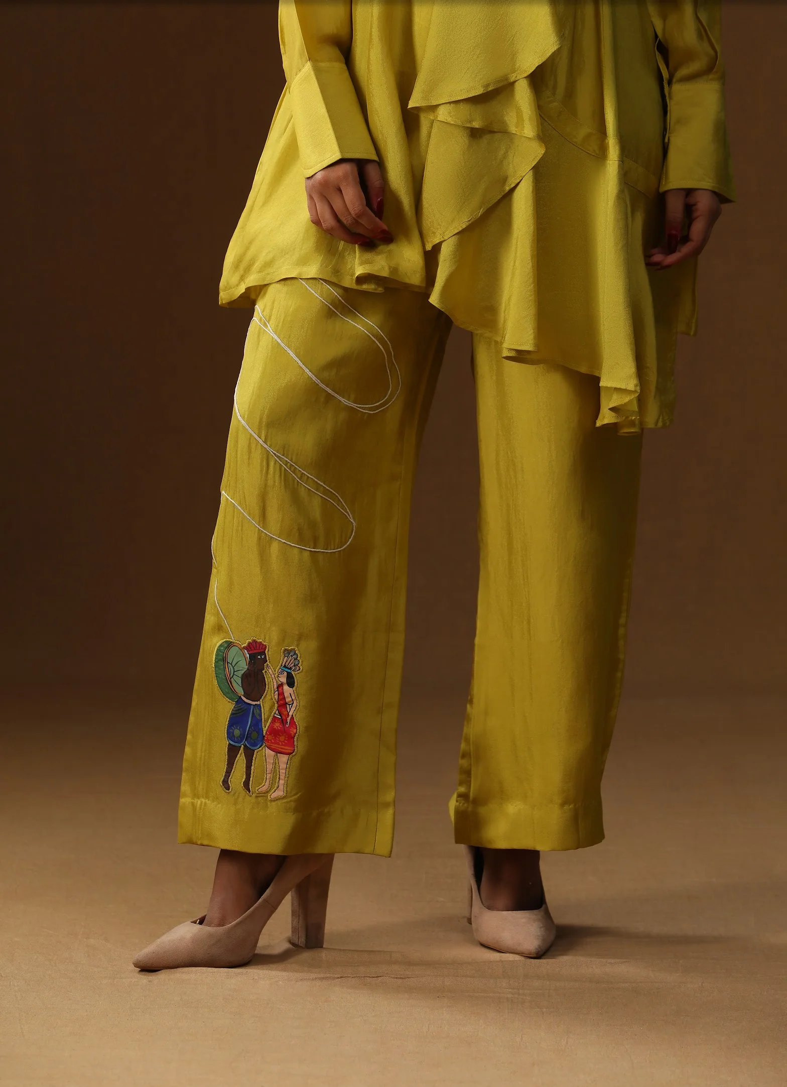 Yellow handpainted coord set - Image 4